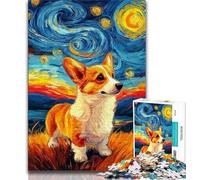 Adult Jigsaws 1000 Pieces Difficult Corgi Under The Starry Sky, Challenging Difficult,is Ideal As Gifts for The Whole Family Suitable for And 14 38x26cm