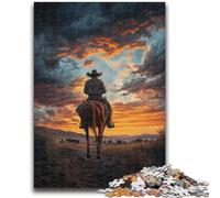 Adult Jigsaws 1000 Pieces Difficult Cowboys at Sunset Educational Games DIY Toys for Is Ideal As A Gift for The Whole Family 50x75cm