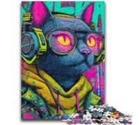 Adult Jigsaws 1000 Pieces Difficult Cute Art Cat Educational Family Game Is Ideal As Gifts for The Whole Family for 14+ 26x38cm