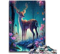 Adult Jigsaws 1000 Pieces Difficult Cute Deer Flower Stress Reliever Difficult Challenge Deal As Gifts for The Whole Family 26x38cm