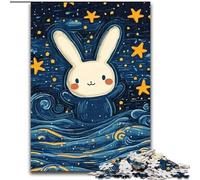 Adult Jigsaws 1000 Pieces Difficult Cute Rabbit Night Sky, Decompressing Intellectual Educational Toy Birthday Present, Gifts, Wall Art (Size 50x75cm)