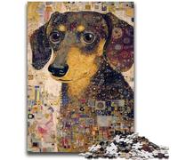 Adult Jigsaws 1000 Pieces Difficult Dachshund Oil Painting Puzzles for Teenagers,Suitable for Desktop Decoration for And Age 14 (38x26cm)