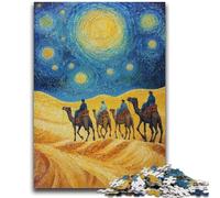 Adult Jigsaws 1000 Pieces Difficult Desert Caravan with Camels Help The Brain Exercise Addictive Toys to Cultivate Patience Suitable for Couples 50x75cm