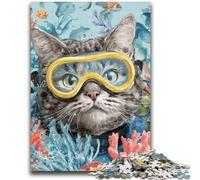 Adult Jigsaws 1000 Pieces Difficult Diver Cat Educational Games DIY Toys for Is Ideal As A Gift for The Whole Family 38x26cm
