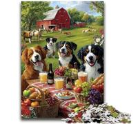Adult Jigsaws 1000 Pieces Difficult Dogs on A Picnic Help The Brain Exercise Addictive Toys to Cultivate Patience Suitable for Couples 26x38cm