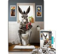 Adult Jigsaws 1000 Pieces Difficult Donkey on The Toilet 1000 Piece Jigsaw,Fun Activity for Home, Rainy Days Toys, Birthday Gifts 75x50cm