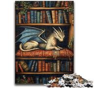 Adult Jigsaws 1000 Pieces Difficult Dragon on The Bookshelf Stress Reliever Difficult Challenge Deal As Gifts for The Whole Family 50x75cm
