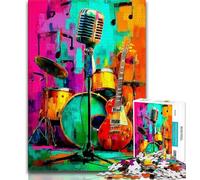 Adult Jigsaws 1000 Pieces Difficult Drums And Guitar Jigsaw,Brain Intelligence Challenge Addictive Toys for Home Decoration (size 75x50cm)