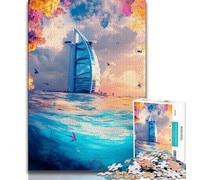 Adult Jigsaws 1000 Pieces Difficult Dubai Cityscape Teenager Jigsaw,Stress Reliever Staycation Kill Time Wishlist with Santa Claus (size 38x26cm)
