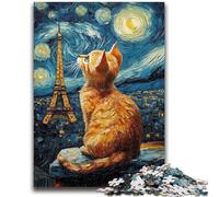 Adult Jigsaws 1000 Pieces Difficult Eiffel Cat Puzzles for Teenagers,learning Educational for Is Ideal As A Gift for The Whole Family (26x38cm)