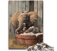 Adult Jigsaws 1000 Pieces Difficult Elephant Bathing Stress Reliever Difficult Challenge Deal As Gifts for The Whole Family 26x38cm