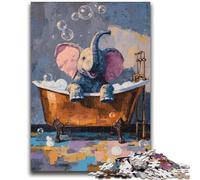 Adult Jigsaws 1000 Pieces Difficult Elephant in The Bathtub Challenging To Complete But Fun And Humorous Educational Game for Birthday 50x75cm