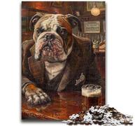 Adult Jigsaws 1000 Pieces Difficult English Bulldog Drinking Educational Games DIY Toys for Is Ideal As A Gift for The Whole Family 38x26cm