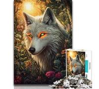 Adult Jigsaws 1000 Pieces Difficult Fantasy Jungle White Wolf Adult Puzzles,Stress Reliever Difficult Challenge Secret Santa Gifts 75x50cm