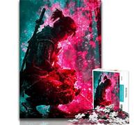 Adult Jigsaws 1000 Pieces Difficult Fantasy Ninja Warrior,Stress Reliever Difficult Challenge with Matching Poster And Trivia Sheet 50x75cm