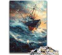 Adult Jigsaws 1000 Pieces Difficult Fishing Boat 1000 Piece Jigsaw,Learning Educational Toys Family Games Unique Birthday And Gifts (38x26cm)