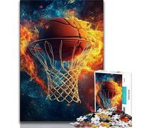 Adult Jigsaws 1000 Pieces Difficult Flame Basketball Teenager Jigsaw,Educational Games Wall Decoration Unique Birthday And Xmas Gifts 26x38cm