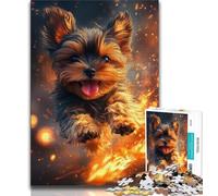 Adult Jigsaws 1000 Pieces Difficult Flame Yorkshire Terrier 1000 Piece Puzzle,is Ideal As Gifts for The Whole Family Suitable for And 14 38x26cm
