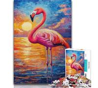 Adult Jigsaws 1000 Pieces Difficult Flamingo by Water Sunset,Challenging To Complete But Fun And Humorous Birthday Present,Gifts,Wall Art (38x26cm)