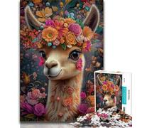 Adult Jigsaws 1000 Pieces Difficult Flower Alpaca Adult Puzzles,Stress Reliever Difficult Challenge Secret Santa Gifts 26x38cm