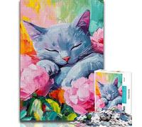 Adult Jigsaws 1000 Pieces Difficult Flower Cat Adult Jigsaw,Stress Reliever Staycation Kill Time Home Decoration Toys 26x38cm