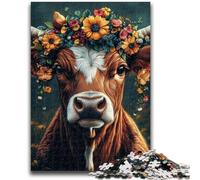 Adult Jigsaws 1000 Pieces Difficult Flower Cow Adult Jigsaw,Stress Reliever Staycation Kill Time Home Decoration Toys (75x50cm)