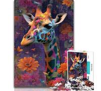 Adult Jigsaws 1000 Pieces Difficult Flower Giraffe 1000 Piece Puzzle,Stress Reliever Staycation Kill Time Home Decoration Toys 26x38cm