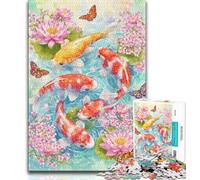 Adult Jigsaws 1000 Pieces Difficult Flower Koi,Learning Educational Toys Family Games Educational Game for Birthday,Chrismas (38x26cm)