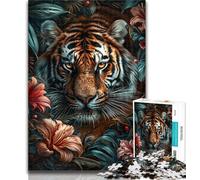Adult Jigsaws 1000 Pieces Difficult Flowers And Tigers 1000 Piece Puzzle,Stress Reliever Staycation Kill Time Home Decoration Toys 26x38cm