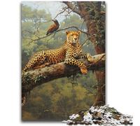 Adult Jigsaws 1000 Pieces Difficult Forest Jungle Deer Cheetah Adult Jigsaw,Stress Reliever Staycation Kill Time Home Decoration Toys (26x38cm)