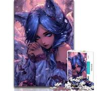 Adult Jigsaws 1000 Pieces Difficult Fox Girl Anime Adult Puzzles,is Ideal As Gifts for The Whole Family Suitable for And 14 38x26cm