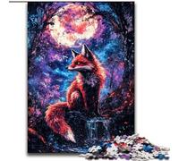 Adult Jigsaws 1000 Pieces Difficult Fox Under The Moon,Challenging Game And Family Play with Matching Poster And Trivia Sheet 50x75cm