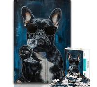 Adult Jigsaws 1000 Pieces Difficult French Bulldog Drinking Adult Puzzles,Stress Reliever Difficult Challenge Secret Santa Gifts 75x50cm