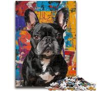 Adult Jigsaws 1000 Pieces Difficult French Bulldog Oil Painting Puzzles for Teenagers,learning Educational for Is Ideal As A Gift for The Whole Family (50x75cm)