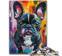 Adult Jigsaws 1000 Pieces Difficult French Bulldog Oil Painting Teenager Puzzles,Stress Reliever Difficult Challenge Secret Santa Gifts (50x75cm)