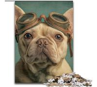 Adult Jigsaws 1000 Pieces Difficult French Bulldog Pilot, for 14+ Challenging Game As A Gift for The Whole Family And Friends (Size 50x75cm)