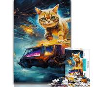 Adult Jigsaws 1000 Pieces Difficult Futuristic Cat Adult Puzzles,is Ideal As Gifts for The Whole Family Suitable for And 14 38x26cm