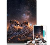 Adult Jigsaws 1000 Pieces Difficult Galaxy Cheetah 1000 Piece Puzzle,Stress Reliever Staycation Kill Time Home Decoration Toys 26x38cm