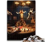 Adult Jigsaws 1000 Pieces Difficult Giraffe Poker Teenager Jigsaw,Educational Games Wall Decoration Unique Birthday And Xmas Gifts (26x38cm)
