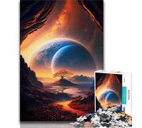 Adult Jigsaws 1000 Pieces Difficult God Tree Planet Cosmos Adult Puzzles,Educational Family Game Suitable for Desktop Decoration 75x50cm