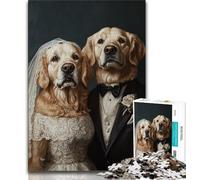 Adult Jigsaws 1000 Pieces Difficult Golden Retriever Couple 1000 Piece Jigsaw,Educational Games Wall Decoration Unique Birthday And Xmas Gifts (size 75x50cm)