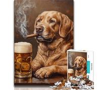 Adult Jigsaws 1000 Pieces Difficult Golden Retriever Smoking Adult Puzzles,Stress Reliever Difficult Challenge Secret Santa Gifts 75x50cm
