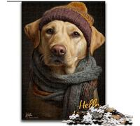 Adult Jigsaws 1000 Pieces Difficult Golden Retriever Wearing A Hat, for 14+ For Family Fun & Game Night Artists' Collection, Fine Arts (Size 26x38cm)
