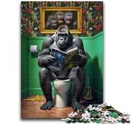 Adult Jigsaws 1000 Pieces Difficult Gorilla on The Toilet Adult Puzzles,Stress Reliever Difficult Challenge Secret Santa Gifts (26x38cm)