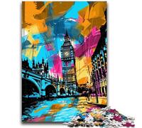 Adult Jigsaws 1000 Pieces Difficult Graffiti Big Ben for Age 14 Years And over Beautiful Design GameBeautiful Design Game Great Gift 50x75cm