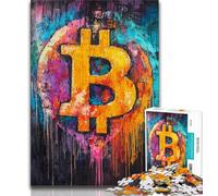 Adult Jigsaws 1000 Pieces Difficult Graffiti Bitcoin Jigsaw,Brain Intelligence Challenge Addictive Toys for Home Decoration (size 75x50cm)