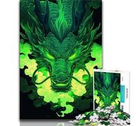 Adult Jigsaws 1000 Pieces Difficult Green Dragon 1000 Pieces for Adults,Stress Reliever Staycation Kill Time Parent-child Interaction (size 75x50cm)