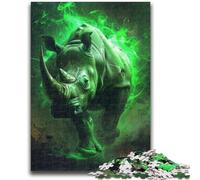 Adult Jigsaws 1000 Pieces Difficult Green Rhino Puzzles,for Educational Game Challenge Toy Deal As Gifts for The Whole Family (50x75cm)