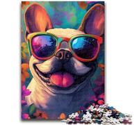 Adult Jigsaws 1000 Pieces Difficult Happy French Bulldog Adult Puzzles,Stress Reliever Difficult Challenge Secret Santa Gifts (26x38cm)