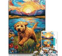 Adult Jigsaws 1000 Pieces Difficult Happy Golden Retriever,Stress Reliever Difficult Challenge Every Piece Is Unique - Challenging Family Fun Game 75x50cm